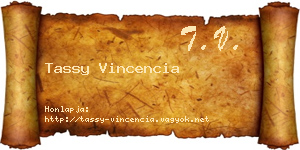 Tassy Vincencia névjegykártya